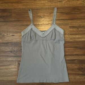 La Senza Vintage Y2K Lace Trim Ribbed Cami Tank Top Grey Coquette Soft Girl L